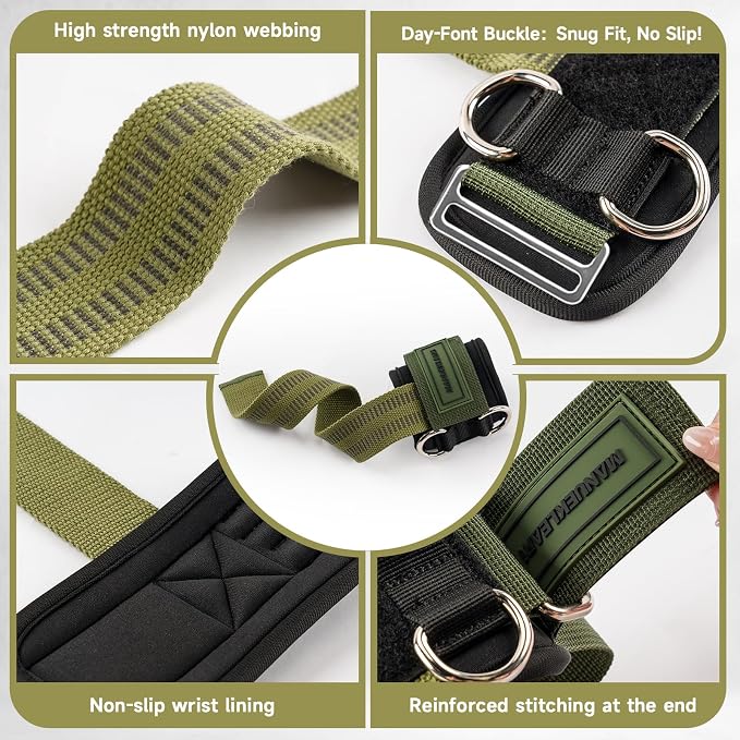 M MANUEKLEAR Wrist Straps for Weightlifting, Gym Lifting Straps with D Rings for Cable Machine,Weight Lifting Wrist Wraps for Men Women