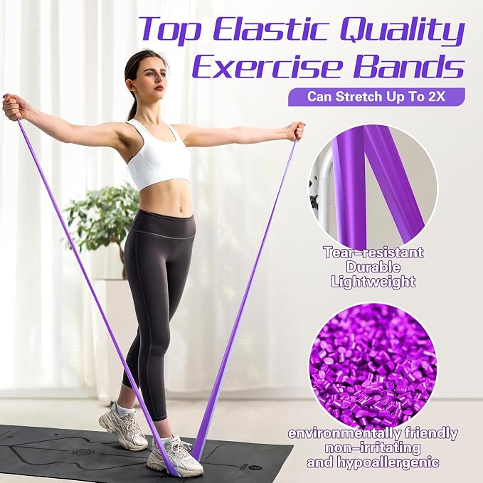 5 Pcs Resistance Bands for Working Out, Latex Free, Physical Therapy Bands, Exercise Bands Set for Stretching, Suitable for Rehab, Yoga,Pilates, Home Gym