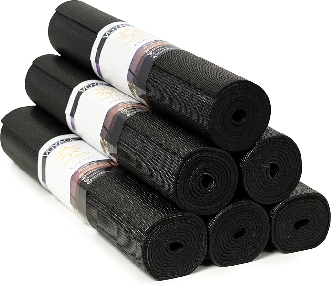 Voyage 5mm Studio Yoga Mats, 6 Pack, 72x24in | Extra Long, Anti-Tear Exercise Mats for Workout, Stretching, Fitness - Non Slip Gym Mats for Home, Schools and Studios