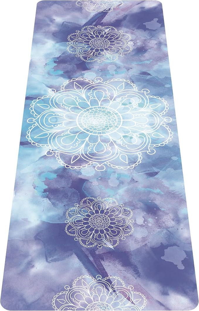 nuveti Printed Travel Yoga Mat 1/16 Inch Thick Non Slip Fitness Workout Mat | with Carrying Bag, Foldable Lightweight Suede & Natural Rubber Yoga Mat for Yoga Pilates and Fitness 72" L x 24" W x 1.5mm