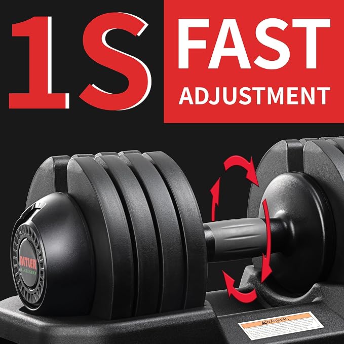 ALTLER Adjustable Dumbbell Set, 25/52LB Pair with Tray for Workout Strength Training Fitness, Adjustable Weight Dial Dumbbell with Anti-Slip Handle and Weight Plate for Home Exercise