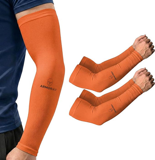 ARMORAY Arm Sleeves for Men and Women - UV Sun Protection Cooling Compression - Tattoo Cover Up Sleeve for Daily Wear & Work
