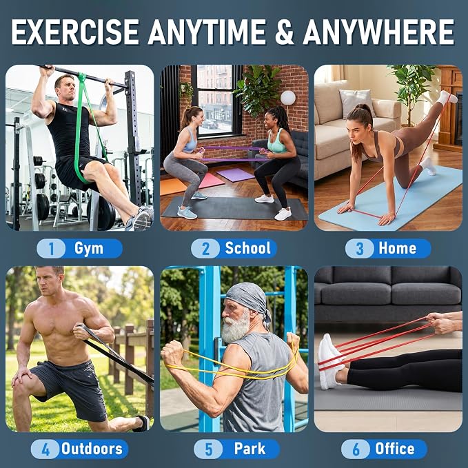 Resistance Bands, 5 Levels Pull Up Assistance Band Set with Door Anchor, Resistance Band for Working Out Fitness Training Physical Therapy, Exercise Bands for Men Women