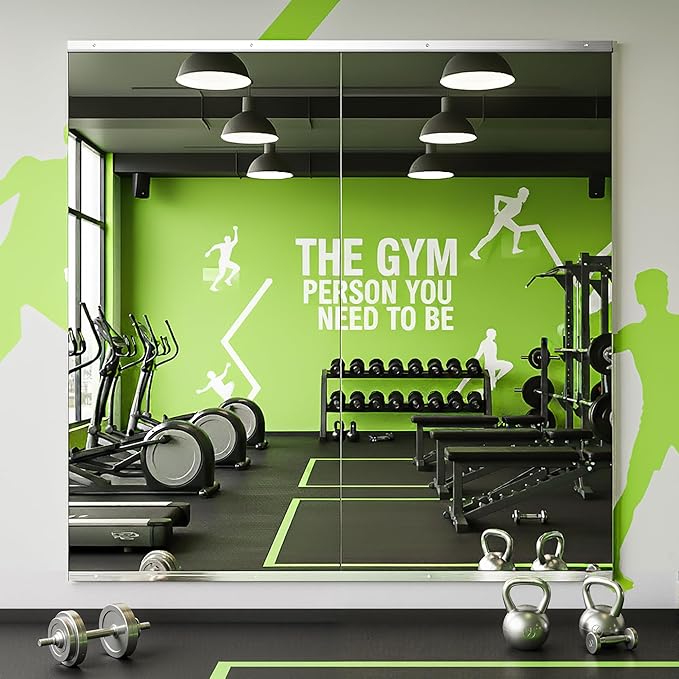 FICTOR Home Gym Mirror for Wall, 50"x25"x2 PCS Workout Mirrors for Home Gym | Shatterproof Tempered Glass, Frameless Full Length Body Mirror for Garage, Dance Studio, Yoga Room, Bedroom