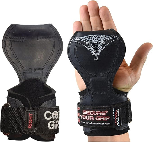 Cobra Grips Weight Lifting Gloves with Adjustable Neoprene Padded Wrist Wraps - Heavy Duty Alternative to Power Lifting Hooks for Deadlifts