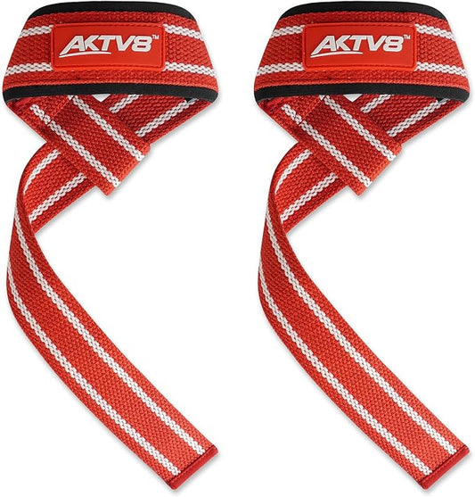 AKTV8 Lifting Straps for Deadlifts, 23 inch 4mm Padded Wrist Straps for Gym | Stronger Grip During Weight Lifting & Powerlifting, Heavy Duty Polyester-Cotton Gym Straps for Pull Ups, Rows & Heavier Lifts