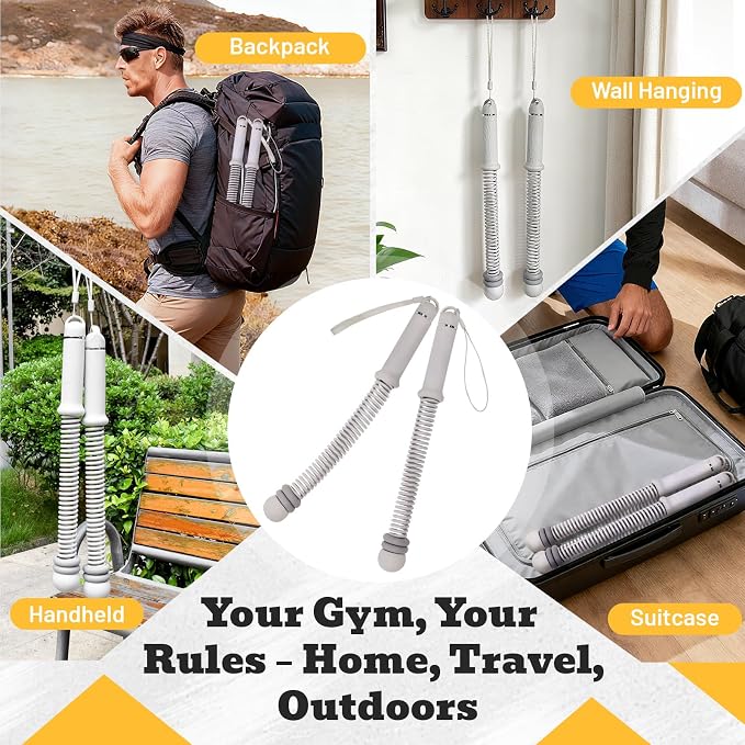 Ropeless Battle Ropes with Adjustable Weights, Easy-to-Carry Silent Fitness Tool for Total-Body Sculpting, Cardio & Fat Burn, Home Gym Strength Equipment for Core, Arms and Glutes - Grey