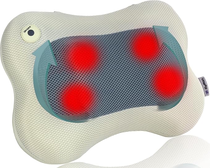 Zyllion Shiatsu Back and Neck Massager with Heat - 3D Electric Kneading Deep Tissue Massage Pillow for Muscle Pain Relief, Cream, ZMA-13 | Shiatsu, Deep Tissue, 3D, Electric, Kneading, Massage Pillow, Muscle Therapy, Doctor Recommended, Car Adapter, No...