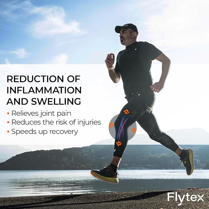 FLYTEX – Knee Compression Sleeves – Pain & Injury Relief for Knees – Osteoarthritis, Meniscus Tear, Cruciate Ligament, IT Band Syndrome – Ideal for Running, Hiking, Cycling, Fitness, Basketball