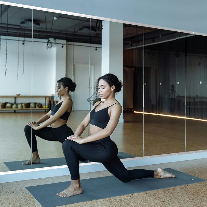Ruomeng Home Gym Mirror, 55''x16''x2PCS Full Length, Large Frameless Body Mirror Tempered Glass for Gym, Workout, Yoga, Garage, Dance Studio