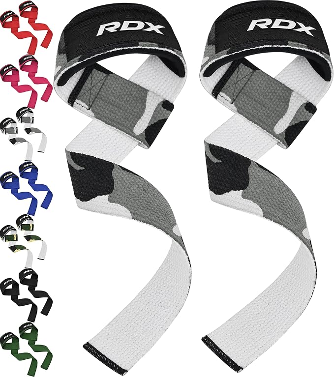 RDX Lifting Straps for Weightlifting –100% Cotton Heavy Duty Gym Wrist Strap with 5MM Neoprene Padding, 60CM Anti-Slip Hand Grip Wraps for Deadlifts Powerlifting Workouts Strength Training, Men Women