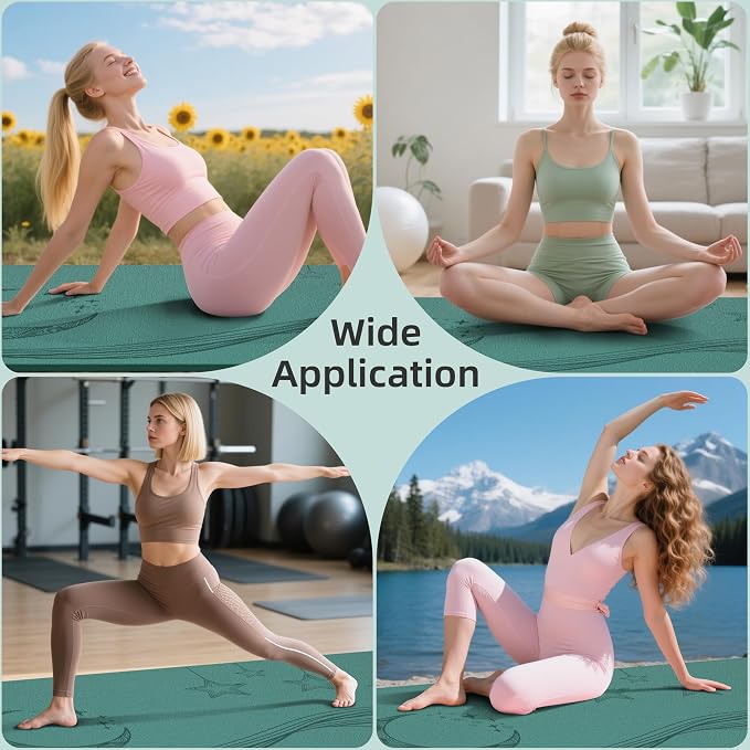 HAHE Extra Wide Yoga Mat, 72"x40"x0.4"Thick, Large Exercise Mats | Oversized Non Slip Workout Mat with Strap for Yoga, Pilates, Fitness, Home Gym Studio, Yoga Mats for Men & Women