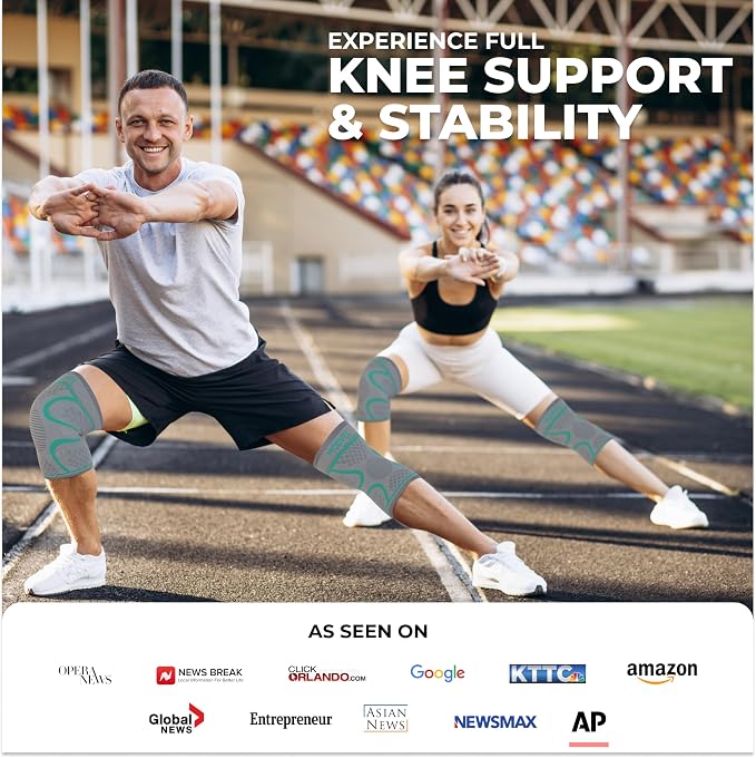 Modvel Compression Knee Brace for Women & Men - 2 Pack Knee Brace for Women Running Knee Pain, Knee Support Compression Sleeve, Workout Sports Knee Braces for Meniscus Tear ACL & Arthritis Pain Relief