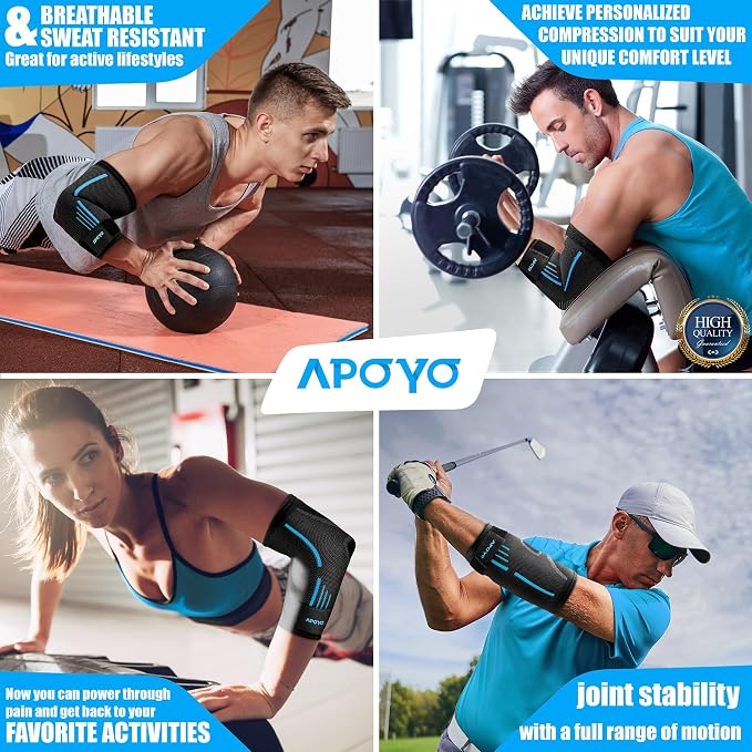 APOYO Tennis Elbow Brace for Women & Men, Workout and Everyday Use (XL) | Elbow Compression Sleeve for Arthritis, Tendonitis, Tennis Elbow & Golfers Elbow, Reduce Joint Pain During Fitness Activity