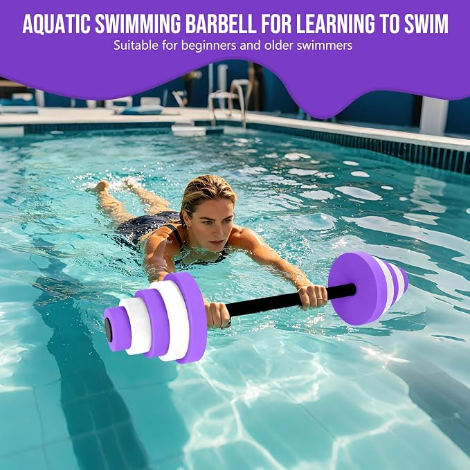 29.3’’Swimming Barbell Pool Dumbbell Swim Dumbbell with Water Exercise Discs High Density EVA Foam Aquatic Exercise Equipment