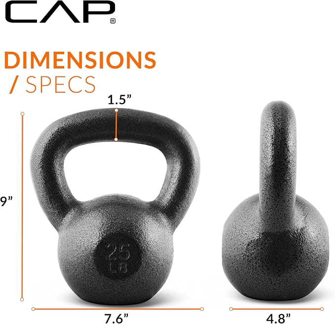CAP Barbell Cast Iron Kettlebell - Singles and Sets, Multiple Weight Choices