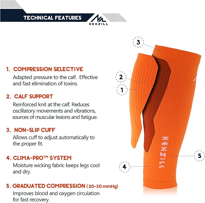 NEWZILL Compression Calf Sleeves (20-30mmHg) for Men & Women Perfect Option to Compression Socks for Running Travel Nursing