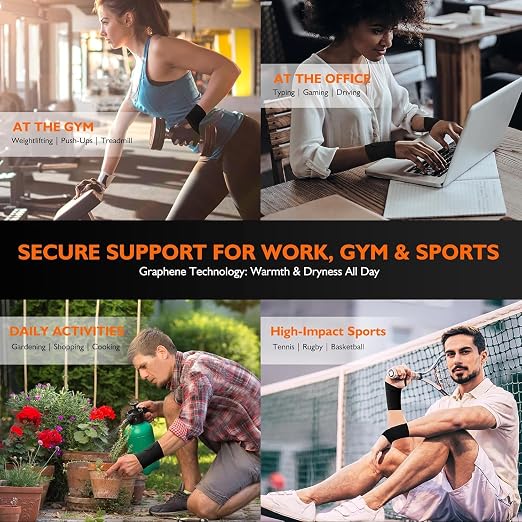 DR.SPRING Graphene Wrist Brace for Carpal Tunnel | Night Support for Left & Right Hands | Arthritis,Tendonitis & Wrist Sprain Pain Relief | Seamless & Breathable Fabric | Adjustable Compression Wraps