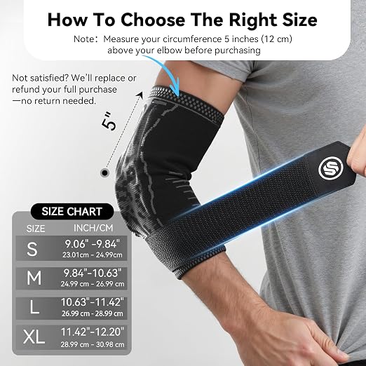 Elbow Compression Sleeve for Tendonitis, Bursitis Elbow Pad Brace | Elbow Brace with Side Springs & Foam Padding for Olecranon Joint Pain, Arthritis, Bursa Protection, Men & Women (Large)