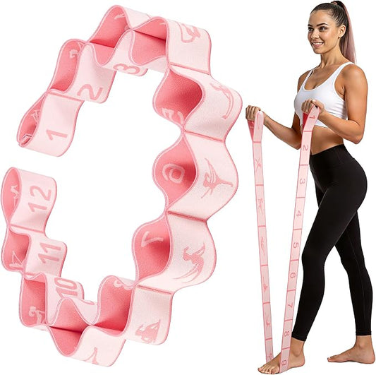 Resistance Bands, Stretch Band for Exercise, Physical Therapy, Rehab & Flexibility, Home Gym Equipment for Yoga, Pilates, Dance, Gymnastics, Number Loop Elastic Strap for Leg and Hip Stretches