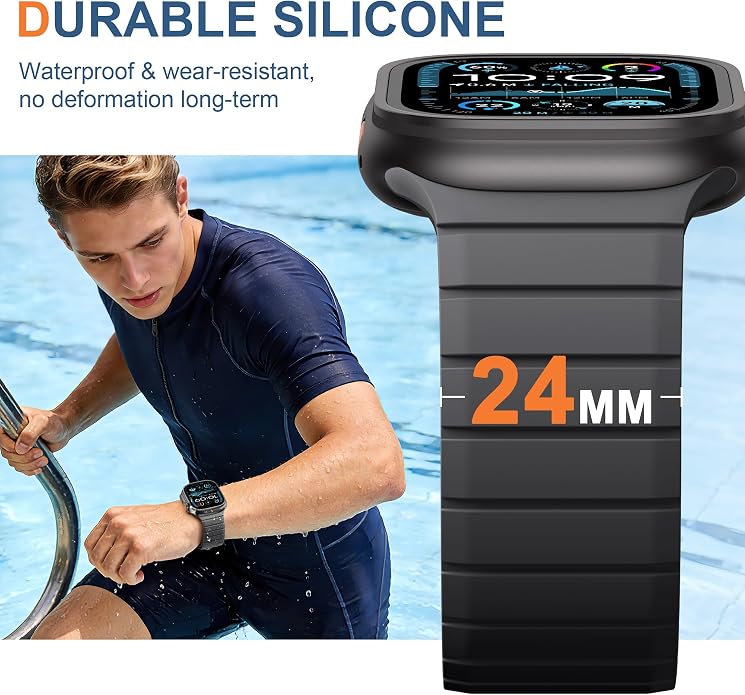 SNBLK Magnetic Band Compatible with Apple Watch Bands for Men 44mm 45mm 46mm 49mm 42mm 41mm 40mm 38mm Women, Secure Silicone Sport Loop Magnet Strap for iWatch Ultra 3 2 1 SE Series 11 10 9 8 7 6 5 4