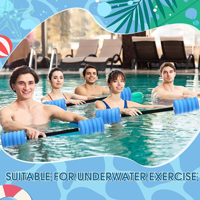 Soulchen Long Aquatic Exercise Dumbbells Pool Exercise Foam Water Weights Dumbbell Aquatic Pool Barbells with High Density EVA Foam for Swim Water Aerobics Workouts Loss