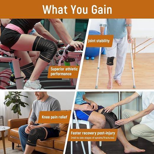 JIUFENTIAN Copper Knee Sleeves for Women and Men(2 Pack, Large) | Copper-Infused, Comfort Upgrade, For Arthritis, Running & Daily Use-Targeted Support for Joint Stability & Pain Relief