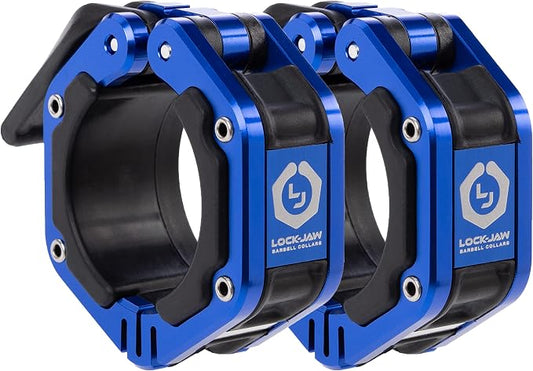 Lock-Jaw Flex Barbell Collars Olympic Barbell Clamps w/Magnet 2 Pcs – Heavy Duty Bar Clamps for 2” & 50mm Olympic Bars – Secure Weight Bar Clamps for Strength Training & Home Gym Accessories