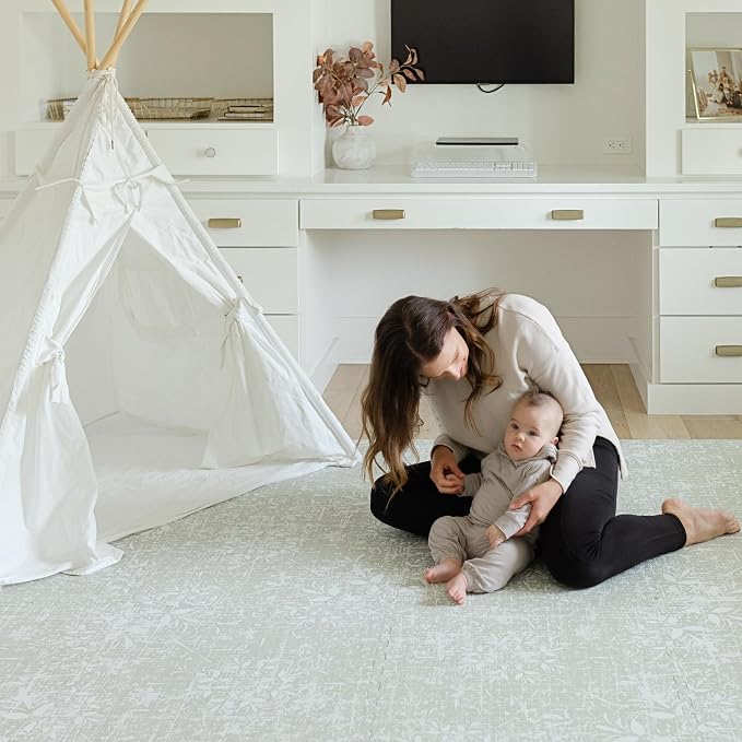 Little Landings Baby Play Mat for Floor - Eden (6x8ft) - Premium EVA Foam Play Mat for Babies & Toddlers (Ages 0-5+) - Non-Toxic Playmat for Tummy Time, Crawling & Playroom - Stylish & Comfortable