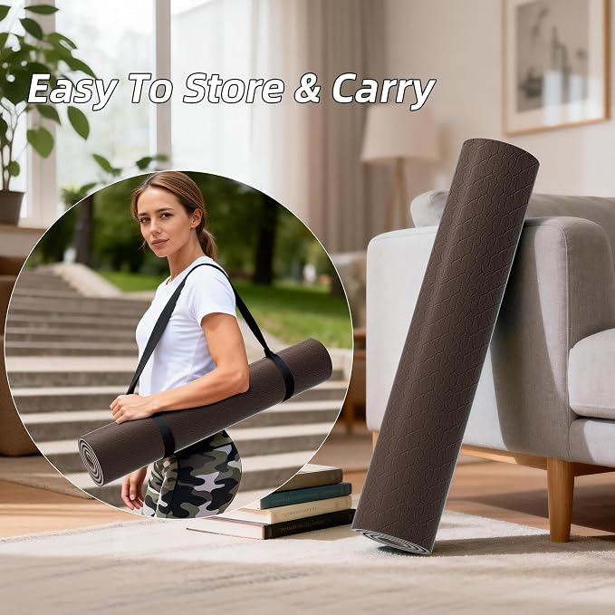 HAHE Wide Yoga Mat 72"x32"x0.4" Thick Pilates Mat with Carrying Strap | Exercise Mats for Home Workout, Wide Non-slip Exercise Mats, Double-Sided POE Fitness Mat for Yoga, Pilates & Travel