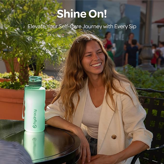 Hydracy Motivational Water Bottle with Time Marker & Fruit Infuser 64 oz | BPA-Free Tritan, Leakproof Flip-Top Lid,No-Sweat Sleeve,Carry Strap,Daily Intake Tracking for Gym,Sports,Outdoors