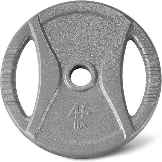 Amazon Basics 2-Inch Olympic Grip Weight Plates, Cast Iron, for Powerlifting, CrossFit & Strength Training