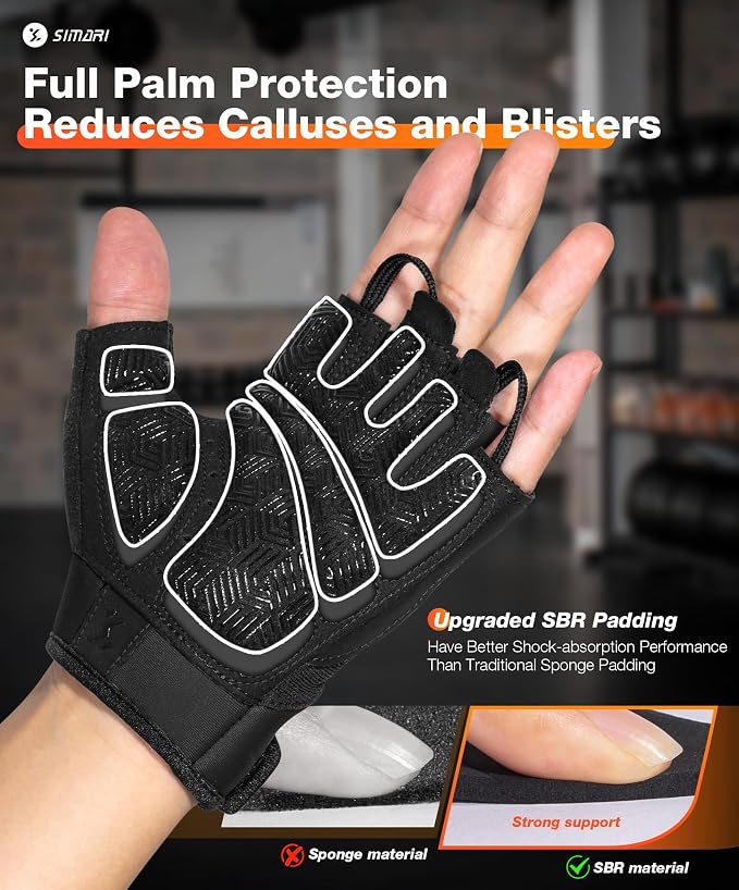 SIMARI Breathable Workout Gloves with Cushion Pad/Grip/Reduce Calluses, Weight Lifting Gloves for Gym Exercise, Cycling, Weightlifting Training, Fitness, Pilates, Kayaking, Gift for Men & Women