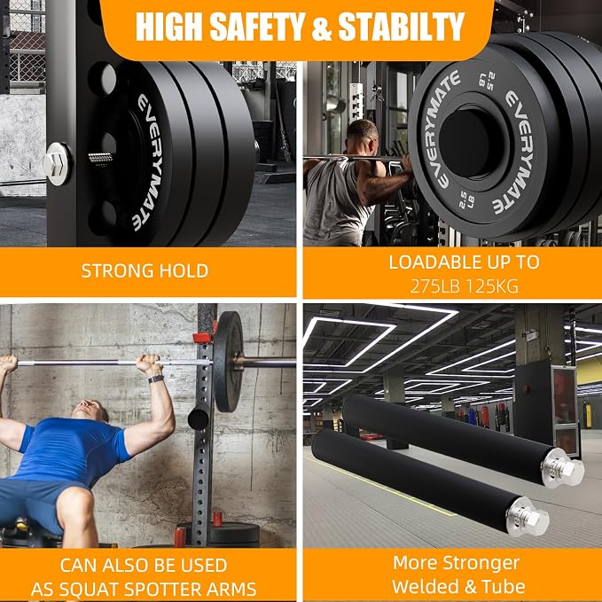 EVERYMATE Weight Plate Holder Power Rack Attachment 2 Inch Olympic Plate Storage Power Squat Rack Holder Weight Plates for 2x2 3x3 2x3 Power Cage Accessories Weight Plate Rack