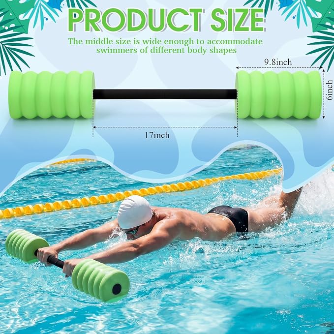 Soulchen Long Aquatic Exercise Dumbbells Pool Exercise Foam Water Weights Dumbbell Aquatic Pool Barbells with High Density EVA Foam for Swim Water Aerobics Workouts Loss