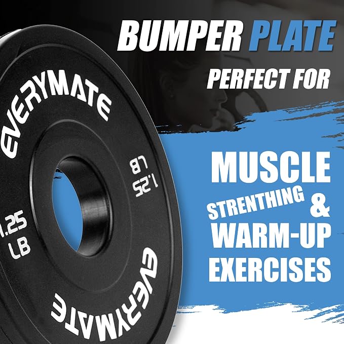 EVERYMATE Change Weight Plates 1.25LB 2.5LB 5LB Set Fractional Olympic Bumper Plates for Cross Training Steel Insert Strength Training