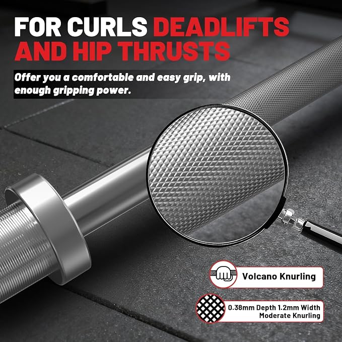 PAPABABE 4ft/5ft/6ft/6.5ft Barbell 2" Short Barbell for Strength Training | 4ft/5ft/6ft/6.5ft Straight Barbell, Womens Olympic Bar with Moderate Knurling for Squats Curls Deadlifts, Weightlifting