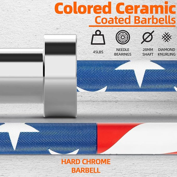 Fitvids Olympic Cerakote Barbell for Home & Commercial Gyms, 190K PSI Tensile Strength Rated for up to 1500LB Capacity