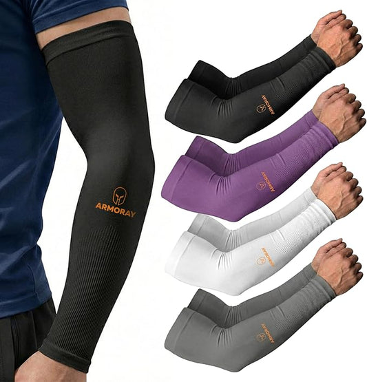 ARMORAY Arm Sleeves for Men and Women - UV Sun Protection Cooling Compression - Tattoo Cover Up Sleeve for Daily Wear & Work