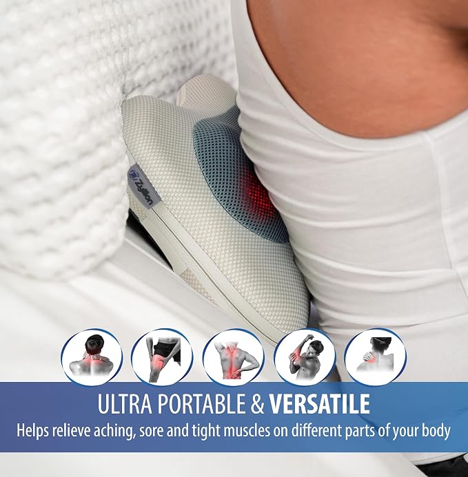 Zyllion Shiatsu Back and Neck Massager with Heat - 3D Electric Kneading Deep Tissue Massage Pillow for Muscle Pain Relief, Cream, ZMA-13 | Shiatsu, Deep Tissue, 3D, Electric, Kneading, Massage Pillow, Muscle Therapy, Doctor Recommended, Car Adapter, No...