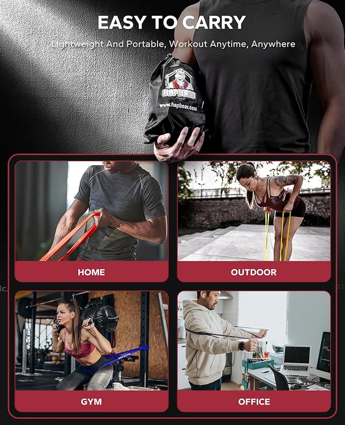 HAPBEAR Pull Up Assistance Bands - Pull Up Bands - Resistance Bands - Exercise Bands Resistance Bands Set - Workout Bands for Working Out, Stretching, Muscle Training