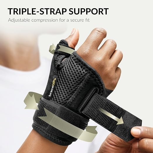 BraceUP Thumb Splint Brace Right Left Hand Women and Men, Spica Splint, CMC Thumb Brace with Thumb Support, for Arthritis, Tendonitis, Carpal Tunnel Pain Relief and Thumb Sprain (Pink)