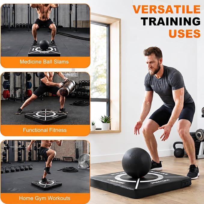 Nuanchu Slam Ball Target Training Pad, Medicine Ball Slam Mat for Home Gym, Heavy Duty High Density Foam Impact Pad for Balls Throwing Workouts, Noise Reducing Floor Protection Mat, 19.7 Inch