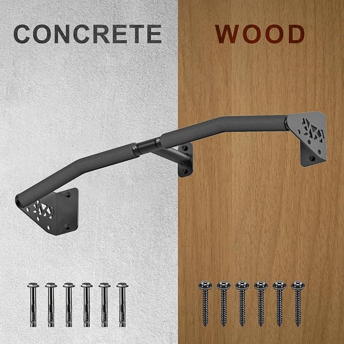 SELEWARE 32"/36" Wall Mount Pull Up Bar Joist Mount Chin Up Bar for Doorway | Heavy Duty Steel Construction Support 450 lb, w/Resistance Band Hooks, Fits 32"/36" Wall Studs for Home Gym Strength Training