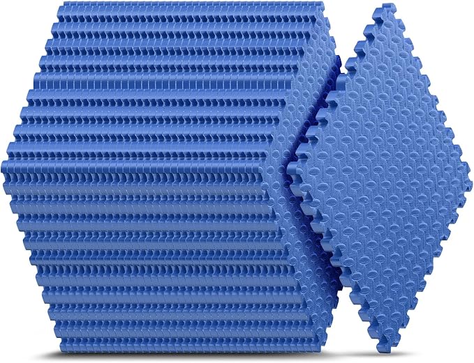 24 Pack 96 sqft Home Gym Mat, Puzzle Exercise Mat, EVA Interlocking Foam Floor Tiles for Home Workout Equipment and Kids' Play Areas - Blue, 24 in x 24 in x ½ in - 24 Tiles (Blue, 24 Pack 96 sq ft)