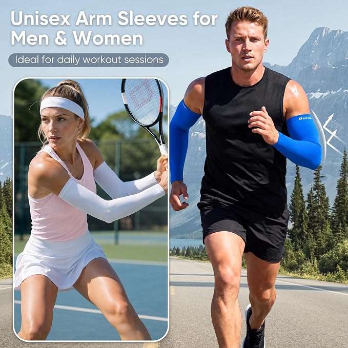 Bebila Arm Sleeves for Men Women, UV Sun Protection Cooling Compression Outdoor