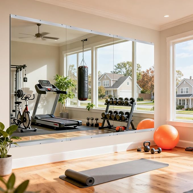 72''x36'' Exercise Mirror for Home Gym Full Length, Garage Gym Wall Mirror, Large Workout Mirrors Frameless Tempered Glass for Gym, Yoga, Bedroom, Dance Studio, Living Room