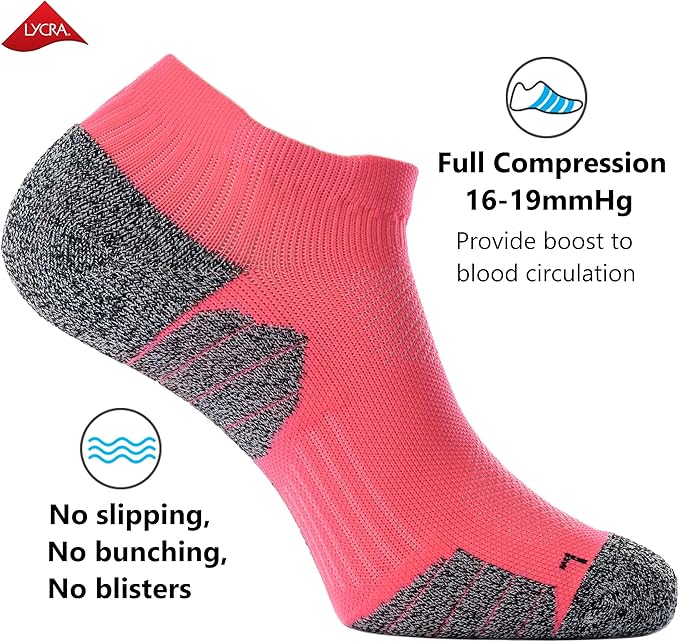 CWVLC Unisex Cushioned Compression Athletic Ankle Socks Multipack