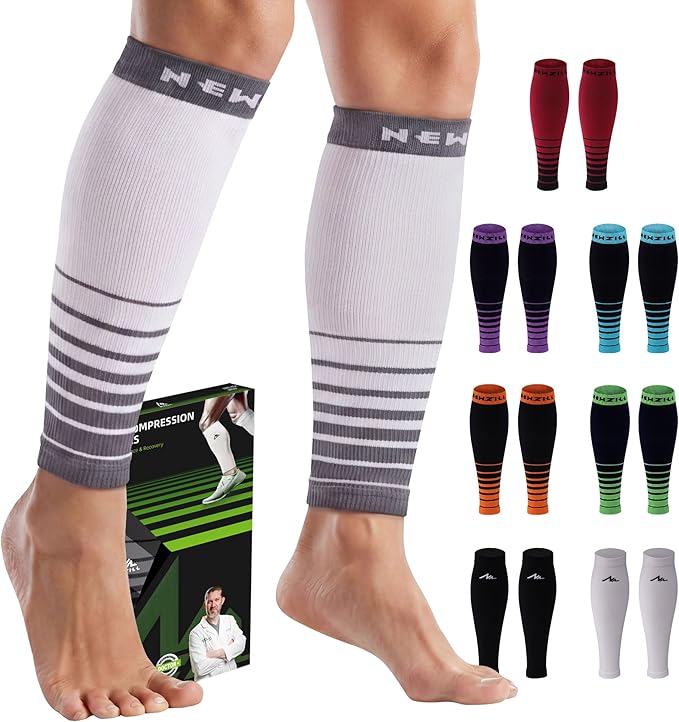 NEWZILL Compression Calf Sleeves (20-30mmHg) for Men & Women Perfect Option to Compression Socks for Running Travel Nursing