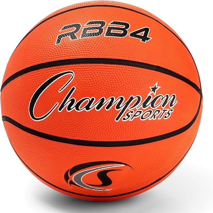 Champion Sports Rubber Basketballs – Durable Indoor & Outdoor Training & Recreational Game Balls, Multiple Sizes & Colors